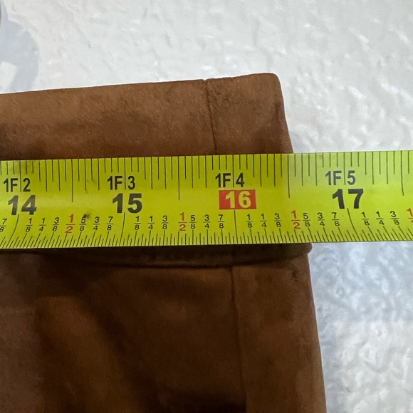 LOFT Women's Faux Suede Slim Ankle Pants Butter Brown Mid Rise Size 8 - Picture 6 of 8
